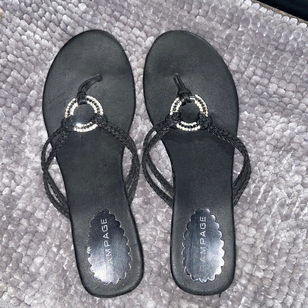Rampage Black Sandals with Rhinestones